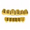 Grillz Dental Grills Real Shiny 18K Gold Rhodium Plated Hiphop Teeth Grillz Caps Top Bottom Grill Set For Men8214888 Drop Delivery Dhjnm