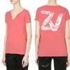 Zadig Voltaire 23SS Damen Designer-Mode-Baumwoll-T-Shirt, neues Zadig-Top, Gitarren-Buchstabenprägung, Druck mit V-Ausschnitt, weißer Zadig-Voltaire-Pullover, kurzärmeliges T-Shirt, Strand-T-Shirts