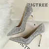 Kleid Schuhe Frauen Pumps Mode High Heels Hochzeit Party Bling Glitter Weibliche Frau Rot Gold Splitter Stiletto 231013