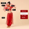 Sahne Giyim Egzotik Dans Göbek Kostümleri Kadınlar İçin Set 4 PCS Soylu Performans Dans Giysileri