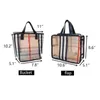 Makeup Fashion Plaid Purse Transparent Bucket Beach Bag Luxury Brand Tote Handväska Designer Mesh Wash Pouch för kvinnor som simmar