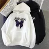 Women's Hoodies Casual Sweatshirt Gothic Punk Butterfly Print Fall Oversized Pullover Top Y2K Men Women Vintage Clothing