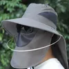Basker sommarsol hattar uv skydd utomhusjakt fiske mössa för män kvinnor vandring camping visir hink hatt avtagbar