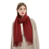 Designer Winter Cashmere Scarf for Women luxury Real Wool Ladies Mens Neck Wamer Tassel Scarves Shawls Plain Solid Color