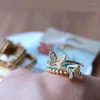 Cluster Rings 1 PC 14K Real Gold Plated Zircon Micro Inlaid Butterfly Open Justerbar Ring Women's Fashion Simple and Tail Gift