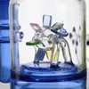 Glass Hosah Colorful Windmill Inset Bong Blue Tjock Reting Oil Rig Bubble Percolator Water Pipes med 14 mm Joint Bowl Banger grossist
