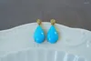 Stud Oorbellen JHY711 Solid 18k Goud Natuur Blauw Turquoise 12.6 7.7mm Studs Voor Vrouwen Fijne Sieraden Verjaardagscadeautjes