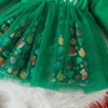 Abiti da bambina Abito natalizio in tulle con stampa di Babbo Natale Principessa con fiocco Autunno Abbigliamento per bambini 231013