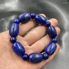 Pulseira de miçangas tubo lápis-lazúli azul fio