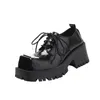 Sapatos de vestido Uniforme Pequeno Couro Feminino Britânico Menina Japonesa Selvagem Preto Retro Mary Jane Lolita Plataforma Low Hee