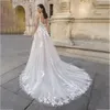 A-line Vineck Spaghetti Straps Backless Vestidos De Novia Wedding Dress Tea-length Appliques Bridal Made Gown Custom