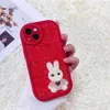 Mobiele telefoon hoesjes Xiaoxiangfeng pluche geborduurd konijn geschikt voor Apple 14pro 12 telefoonhoes met grote ogen kleine dikke fijne gaten herfst en winterL2310/16
