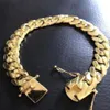 Kubanisches Miami-Link-Armband für Herren, 14-karätiges Gold gefüllt über massivem Material, 10 mm breit292W