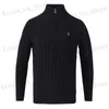 Men's Sweaters Brand Pullover Sweaters Mens Warm Knitted Sweater Solid Fashion Turtleneck Sweaters Half Zip 100% Cotton Winter Coat Casual 8509 T231016