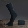 Herrensocken Emilback 5 PRS/Lot Herren Business Kleid Dunkelgrau Arbeit Lang Bambus Hohe Qualität Sehr weich Antibakteriell Große Größe AtmungsaktivL231016