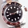 ST9 40 mm Automatikuhr mit schwarzem Zifferblatt, hochwertige Herren-Armbanduhr, Herrenuhren mit zweifarbigem Roségold-Edelstahlarmband, Everose