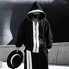 Мужские толстовки, осень 2023, корейская версия, темно-черный кардиган на молнии с капюшоном, модный свободный тренд, спортивное повседневное пальто