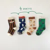 Barnstrumpor 4 par/lot Kids Soft Cotton Spring Autumn Socks Baby Boy Girl Girl Cute Cartoon Korean Fashion Sport Socks Children Gift 231016