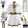 Cosplay Anime Frieren à l'enterrement Cosplay Costume perruque elfe blanc uniforme Sexy femme robe Halloween scène Performance jeu de rôle Costume