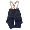 Herrenhose, weites Bein, gestreift, Denim-Overall, Hose, Outdoor, Radfahren, Motorrad, Jeans, Overall, lockerer Overall