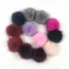 Keychains 12pcs/lot 12cm 수제 DIY 인공 너구리 볼 False Hairball Hat Pom 도매 모자 모피 FOMPOM F021