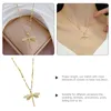 Pendant Necklaces Clavicle Chain Necklace Personalized Women Girls Emptiness Dragonfly Jewelry Titanium Steel Female Miss