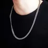 Edelstahl-Halskette, lang, Hip Hop, für Damen und Herren, am Hals, Modeschmuck, Geschenk, Accessoires, silberfarbenes Halsband