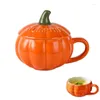 Cups Saucers Halloween Pumpkin Cartoon Coffee Mug Cup Cute Creative Breakfast Dessert Soup With Lid Spoon