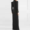 Robes décontractées Sexy Slit Blazer Maxi Robe 2021 Élégant Double Boutonnage À Manches Longues Bureau Lady Party Noir Bodycon240Q