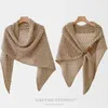 Scarves 2024 Women Triangle Knitted Hollow Leather Buckle Wool Shawl Top Winter Fashion Warm Scarf Wraps Female Sjaal