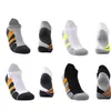 Chaussettes pour hommes, respirantes, absorbant la sueur, rayures antidérapantes, cheville épaisse, bas de serviette, Tube court, Sport