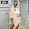 Pulls pour femmes Omchion Pull Femme 2023 Gland Cape Bouton Demi-Col Ouvert Couleur Solide Pull Casual Lâche Vintage Poncho