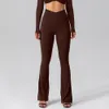 AL08 Calças de ioga femininas flared groove alinhar cor sólida nude esportes moldar cintura alta apertada fitness solto ajuste joggers roupas de ginástica calcinha feminina