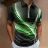 Polos męski 2023 Summer Casual Stripe 3D Printed Polo Shirt Work Harajuku z krótkim rękawem