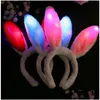 Andra festliga partier Cosplay Plush Rabbit Ear LED Hårhår blinkande Glow pannband krona hjärta ljus upp tillbehör hallowee dh5zw