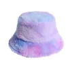 Baretten Tie-Dye fluwelen dikke winddichte vissershoed voor dames, warm bassin breed