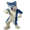 Costume de mascotte de chien Husky bleu de haute qualité, robe de soirée fantaisie de loup et de renard, Costumes d'halloween pour adultes, taille 239o