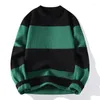 Męskie swetry Tops długie rękawie zimowe patchwork z dzianiny kaszmirowy sweter O Neck Pullover Knitwear High-end Skoczkowie A255