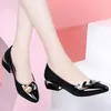 Dress Shoes Women Dress Shoes Patent Leather Mid Heel Pumps Fashion Shoes Pointed Toe Slip on Office Ladies Shoes Zapatos Black Women Shoes 231016