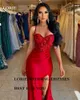 Party Dresses LORIE Red Lace Sweetheart Mermaid Formal Evening Spaghetti Straps Side Split Summer Prom Gowns Dress