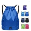 Utomhuspåsar Sträng Mesh Training Bag For the Pool Gym Dusch Tool With Shoe Pocket Child Sports ryggsäck Män Kvinnor Vattentät fitness