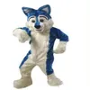 High quality Blue Husky Dog Mascot Costume Wolf Fox Fancy Party Dress Halloween Costumes Adult Size239o
