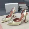 Kleid Schuhe Runway BlingBling Strass Blumen Sandalen Frauen Hoof Heels Satin Pumps Sexy Formal Wear Bankett Party Hochzeit Sommer