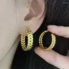 Creolen YUNLI Echtes 18 Karat Gold Ähre Reines AU750 Vintage Für Frauen Edlen Schmuck Geschenk