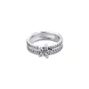 Bagues en argent Sterling 925 véritable pour femmes, Double anneau de flocon de neige scintillant, bijoux de fiançailles, de mariage, cadeau de fête, 180L