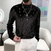 Herr t-skjortor lyxiga rhinestone halvturtleneck t-shirt män smal passar långärmad avslappnad affär social streetwear bottoming skjorta