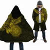 Trench da uomo Gufo Teschio Oro Tatuaggio 3D All Over Stampato Mantello in pile da uomo con cappuccio Inverno Unisex Casual Spessore Mantello caldo Cappotti PF117 YQ231016