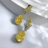 Brincos pendurados valioso topázio diamante brinco real 925 prata esterlina casamento gota para mulheres promessa jóias de noivado