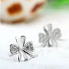 Ohrstecker, silberfarben, Brincos Pendientes, Glücksklee, für Damen, Geschenk, Ohrringe