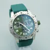 Mens Watch Japão Super Quartz Chronograph 44mm Avenger Hurricane Verde Borracha Strap Caixa de Aço 1884 Homens Relógios Hardex Vidro Relógios de Pulso